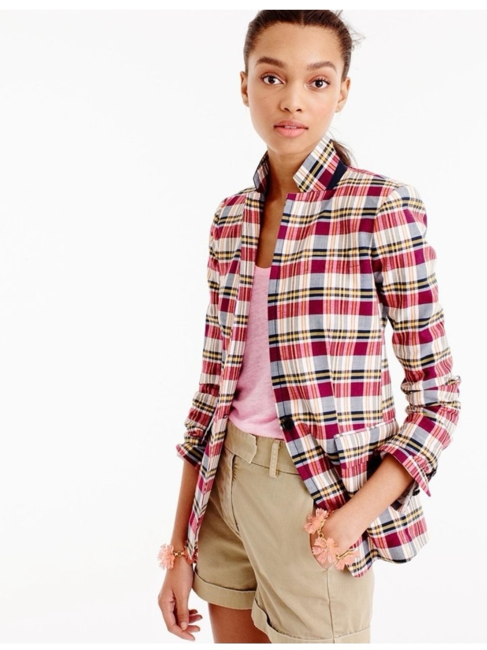 J. Crew | Regent Blazer in Red Navy Plaid Size 4